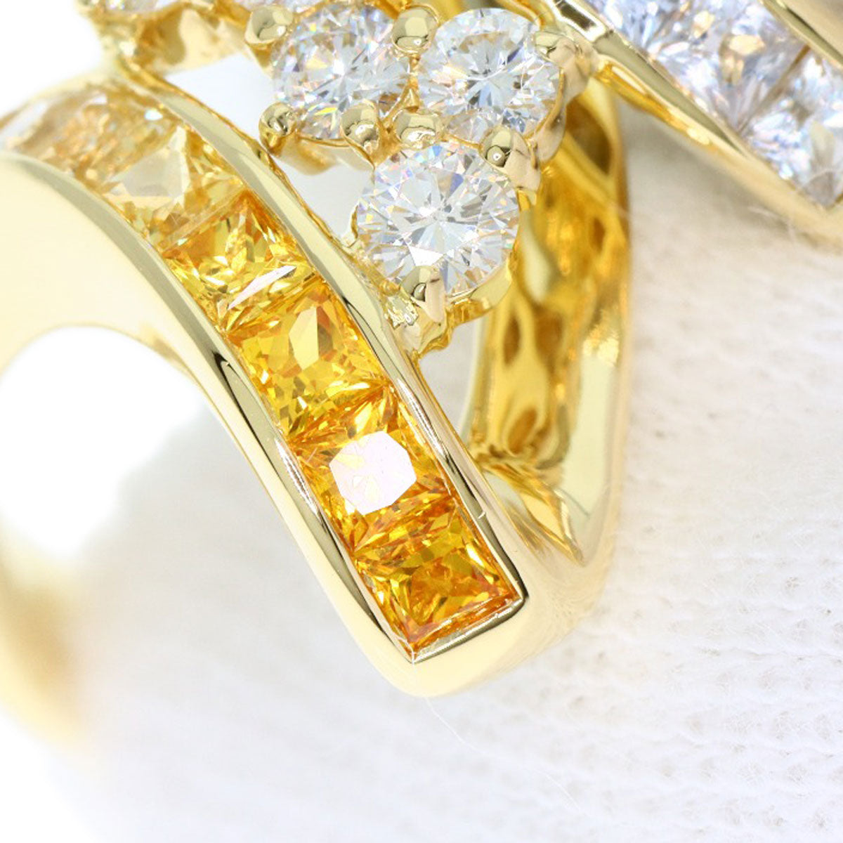 Jeunet Sapphire Diamond Ring K18 Yellow Gold Ladies [Used]