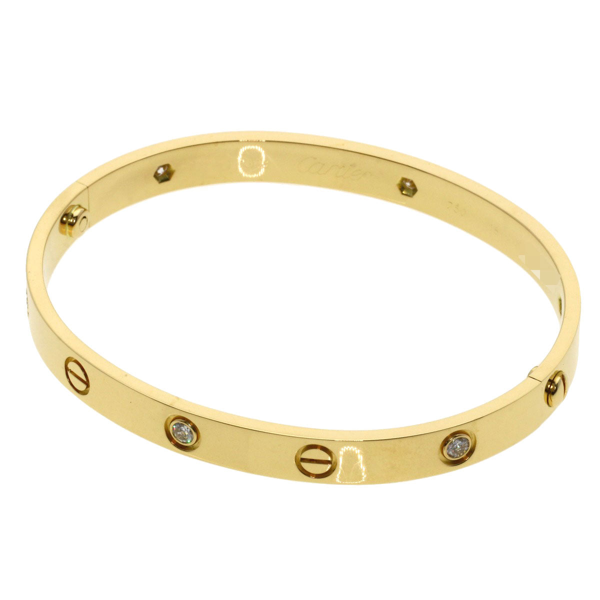 CARTIER LOVE Bracelets Half Diamond with Driver #18 Bracelet K18 Yellow Gold Ladies [Used]