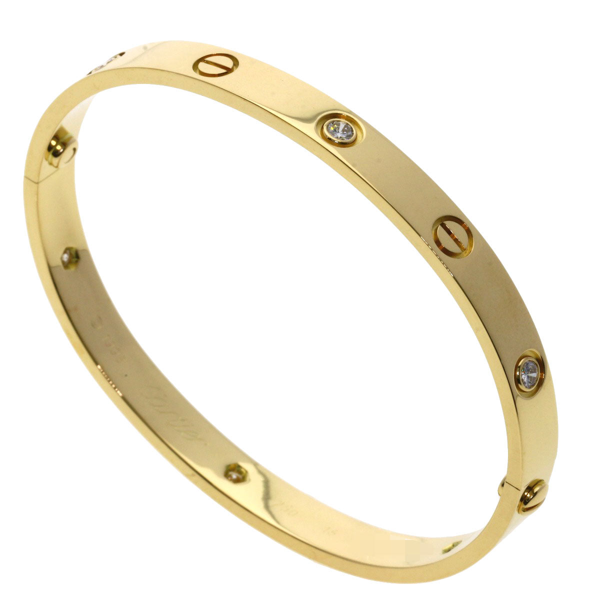 CARTIER LOVE Bracelets Half Diamond with Driver #18 Bracelet K18 Yellow Gold Ladies [Used]