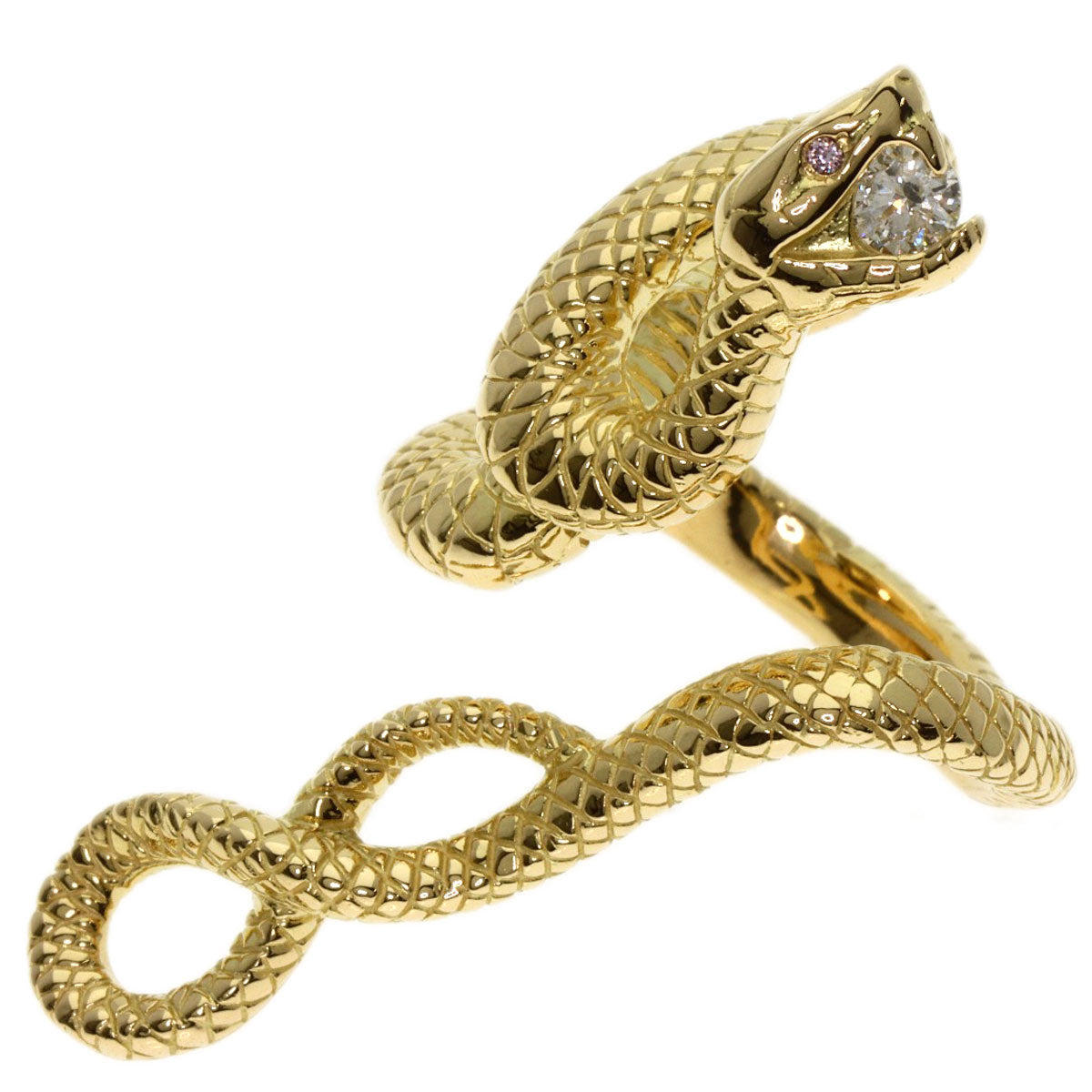 0.27ct Snake motif Diamond Ring K18 Yellow Gold 27.3g　Ladies