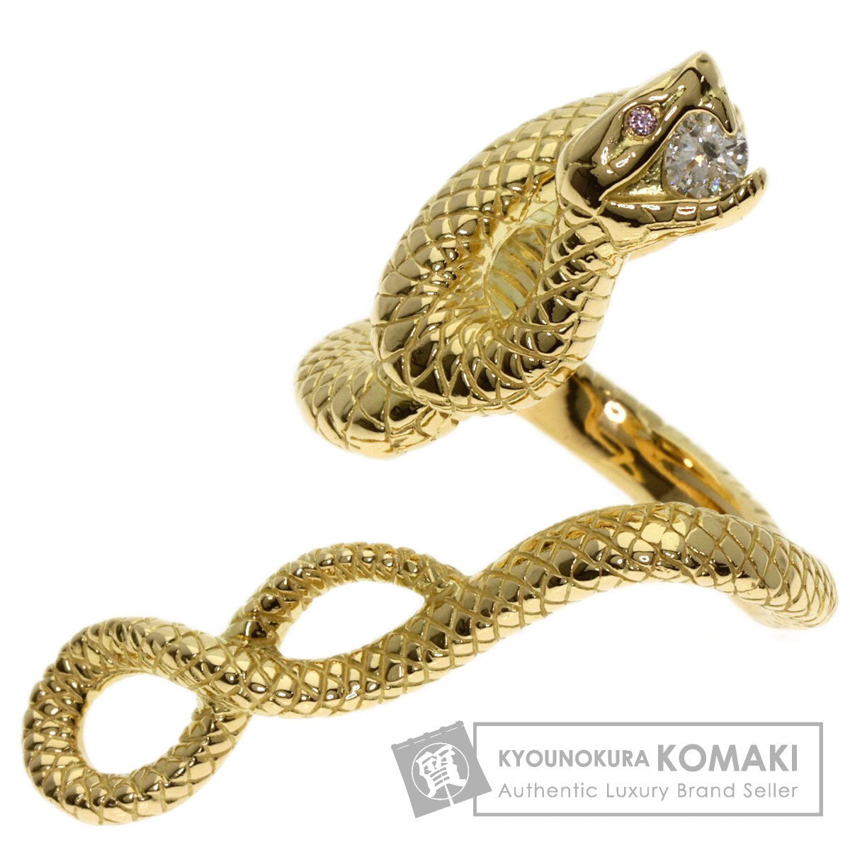 0.27ct Snake motif Diamond Ring K18 Yellow Gold 27.3g　Ladies