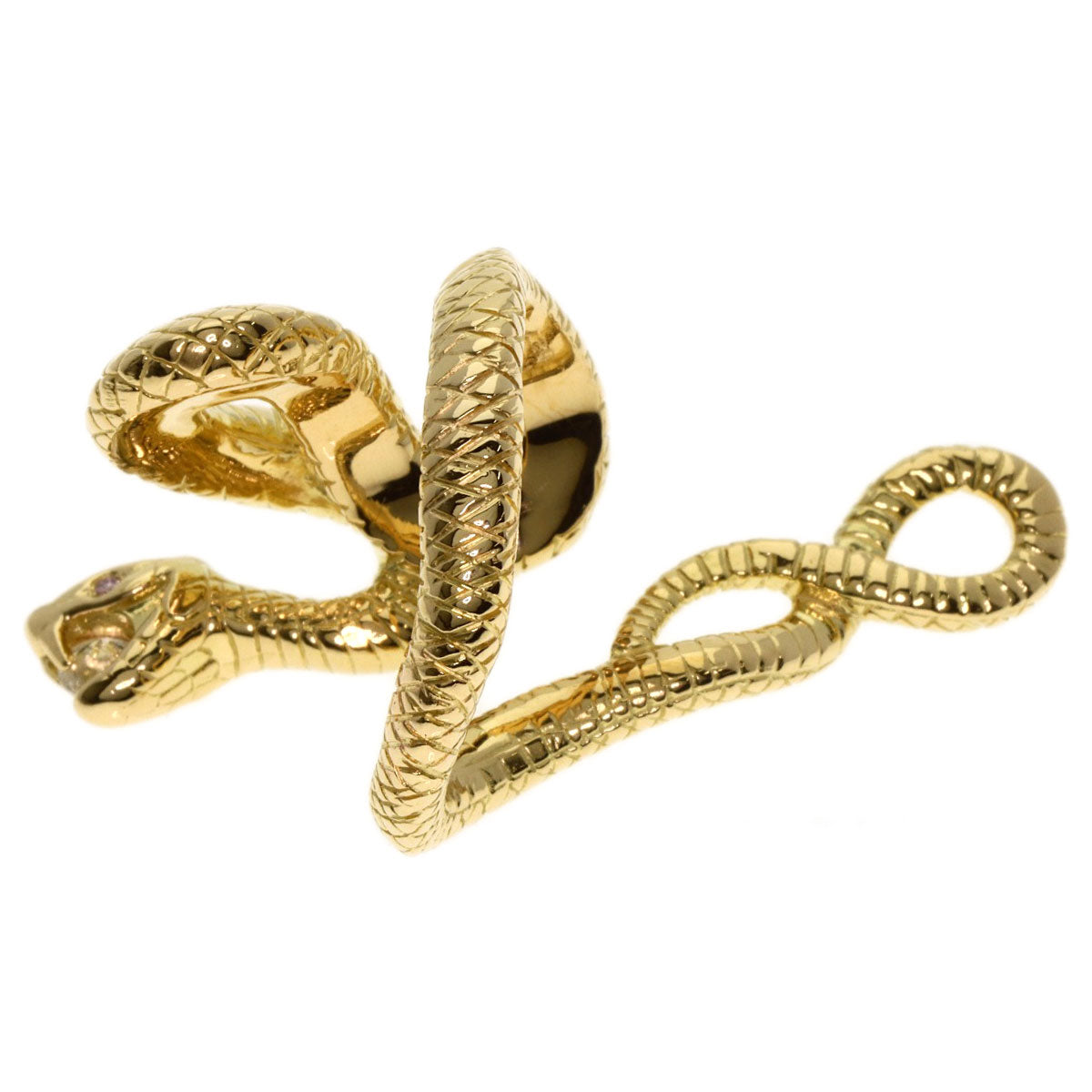 0.27ct Snake motif Diamond Ring K18 Yellow Gold 27.3g　Ladies