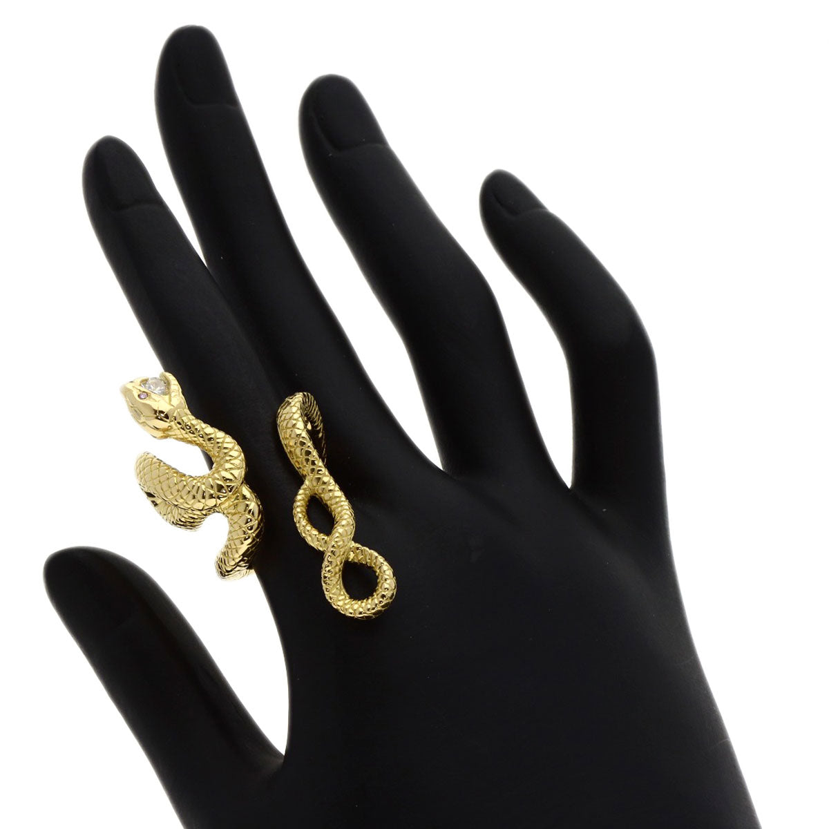 0.27ct Snake motif Diamond Ring K18 Yellow Gold 27.3g　Ladies