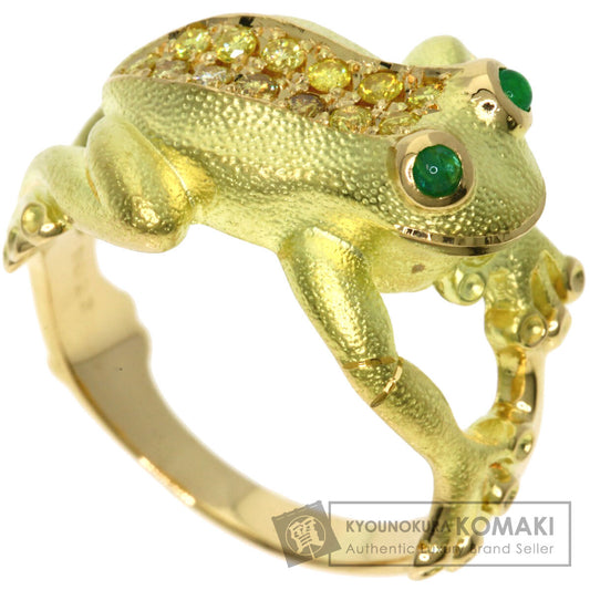 0.12ct Frog Emerald Diamond Ring K18 Yellow Gold 9g　Ladies