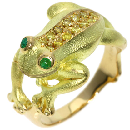 0.12ct Frog Emerald Diamond Ring K18 Yellow Gold 9g　Ladies