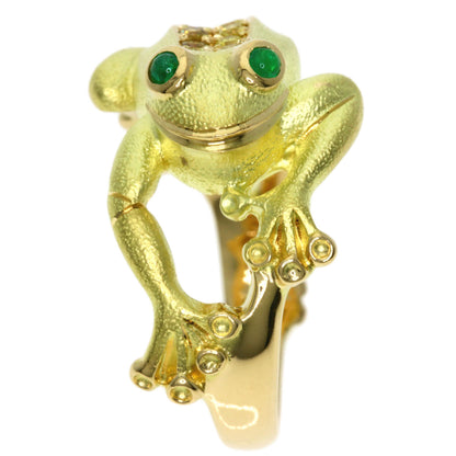 0.12ct Frog Emerald Diamond Ring K18 Yellow Gold 9g　Ladies