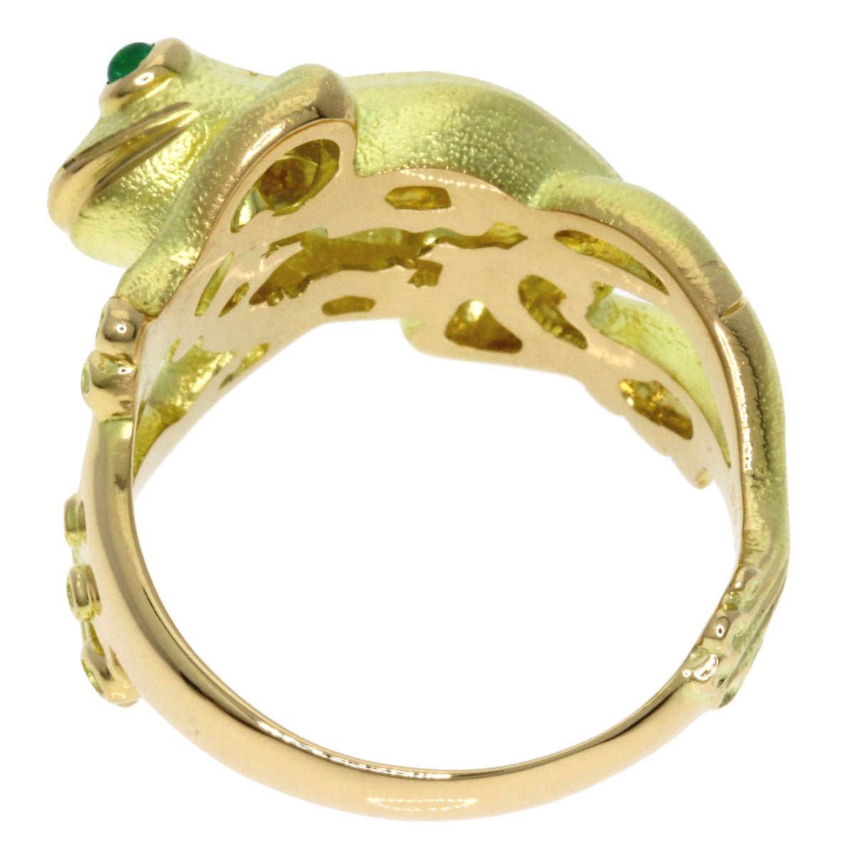 0.12ct Frog Emerald Diamond Ring K18 Yellow Gold 9g　Ladies