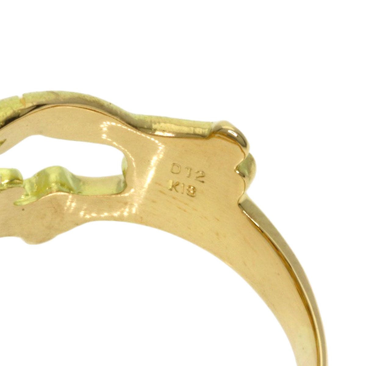0.12ct Frog Emerald Diamond Ring K18 Yellow Gold 9g　Ladies