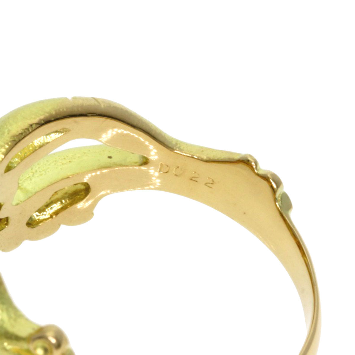 0.12ct Frog Emerald Diamond Ring K18 Yellow Gold 9g　Ladies