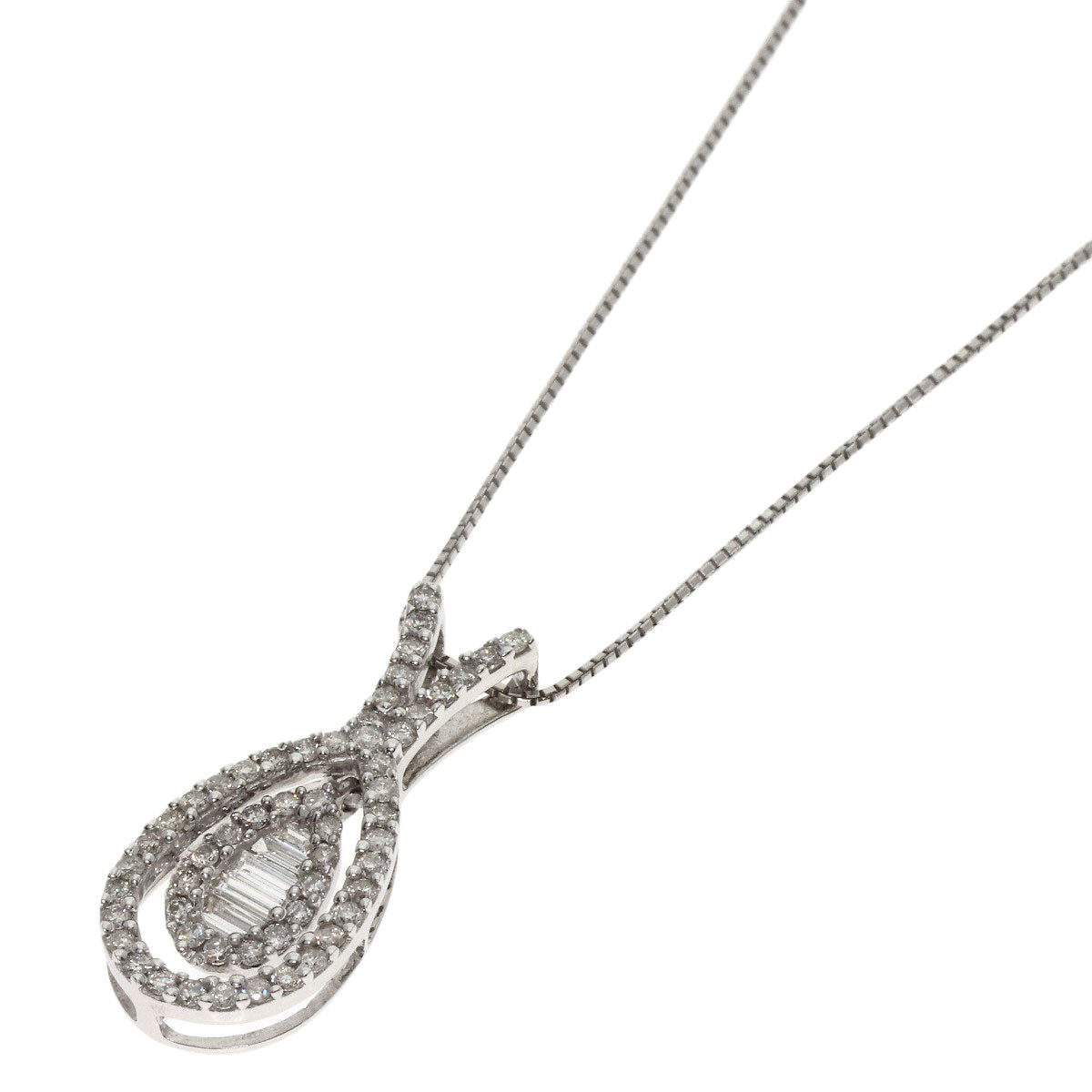 0.5ct Diamond Necklace K18 White Gold 3.8g　Ladies
