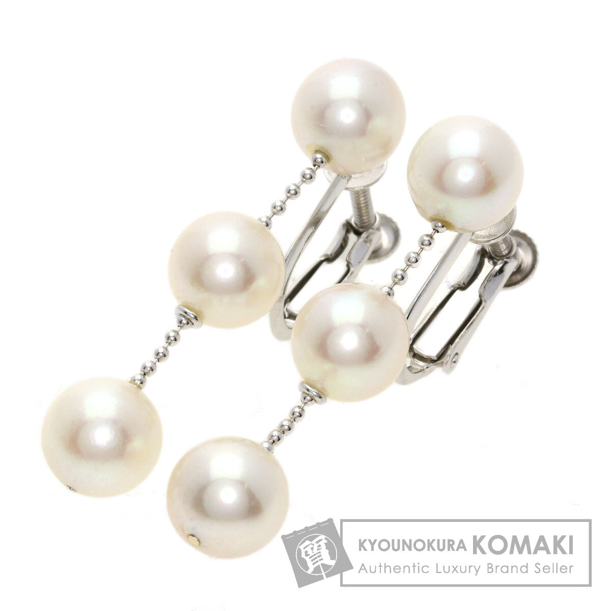 Akoya pearl Pearl Earring K14 White Gold 4.8g　Ladies