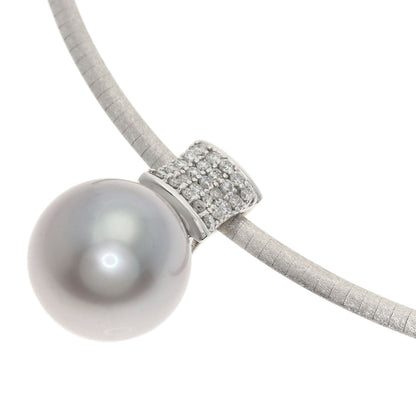 0.35ct Pearl Pearl Diamond Necklace K18 White Gold 19.6g　Ladies