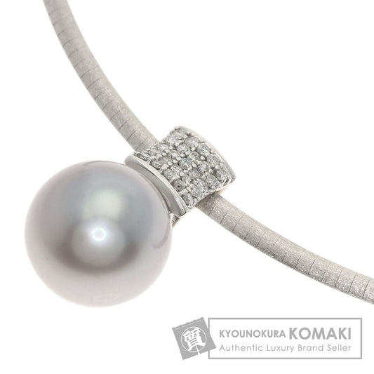 0.35ct Pearl Pearl Diamond Necklace K18 White Gold 19.6g　Ladies