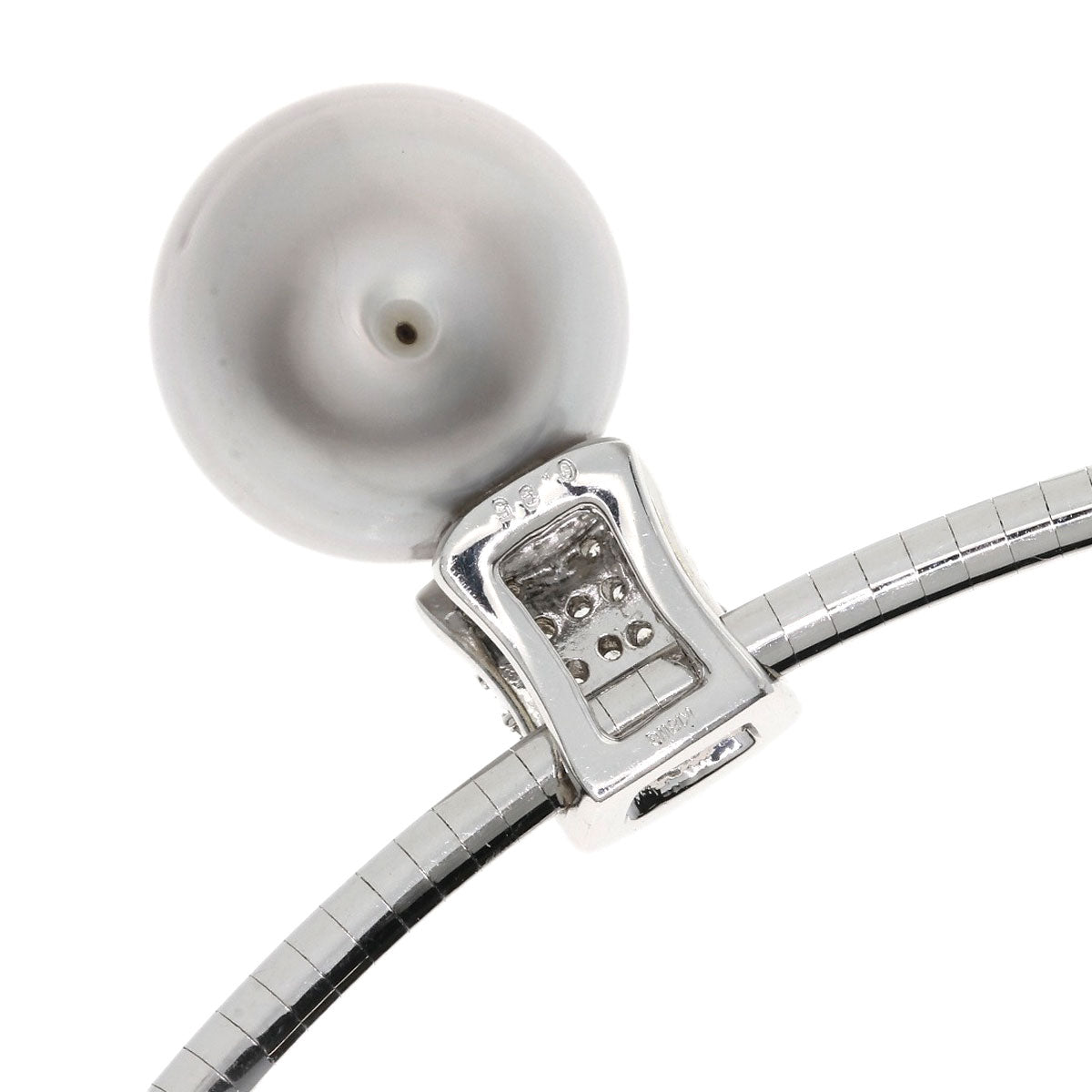0.35ct Pearl Pearl Diamond Necklace K18 White Gold 19.6g　Ladies