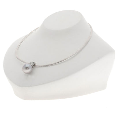 0.35ct Pearl Pearl Diamond Necklace K18 White Gold 19.6g　Ladies
