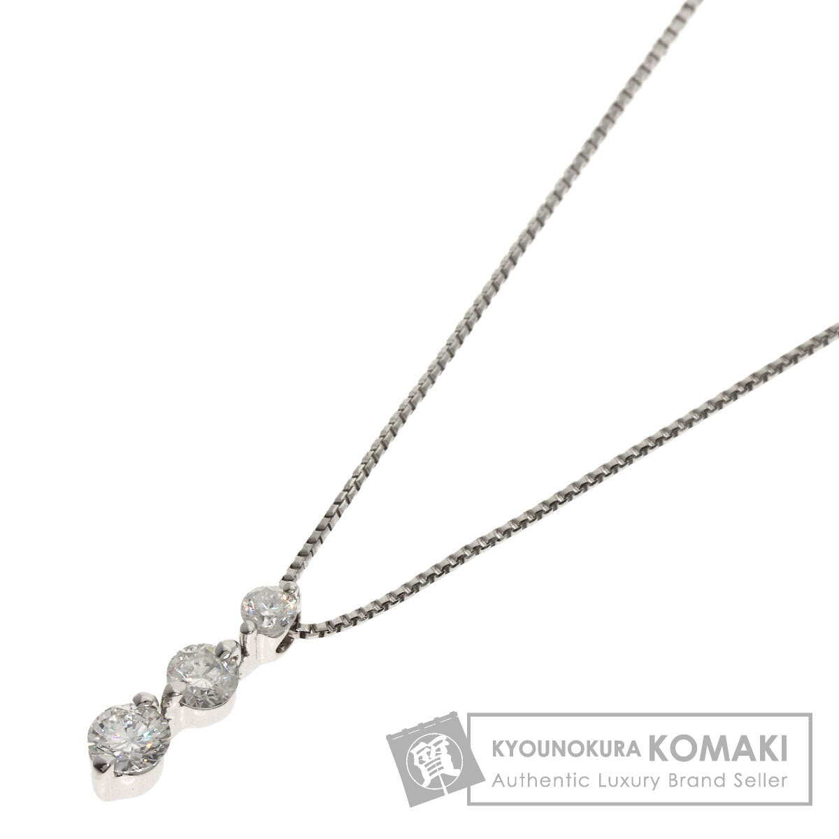 0.4ct Diamond Necklace K18 White Gold 18K Yellow Gold 2.8g　Ladies