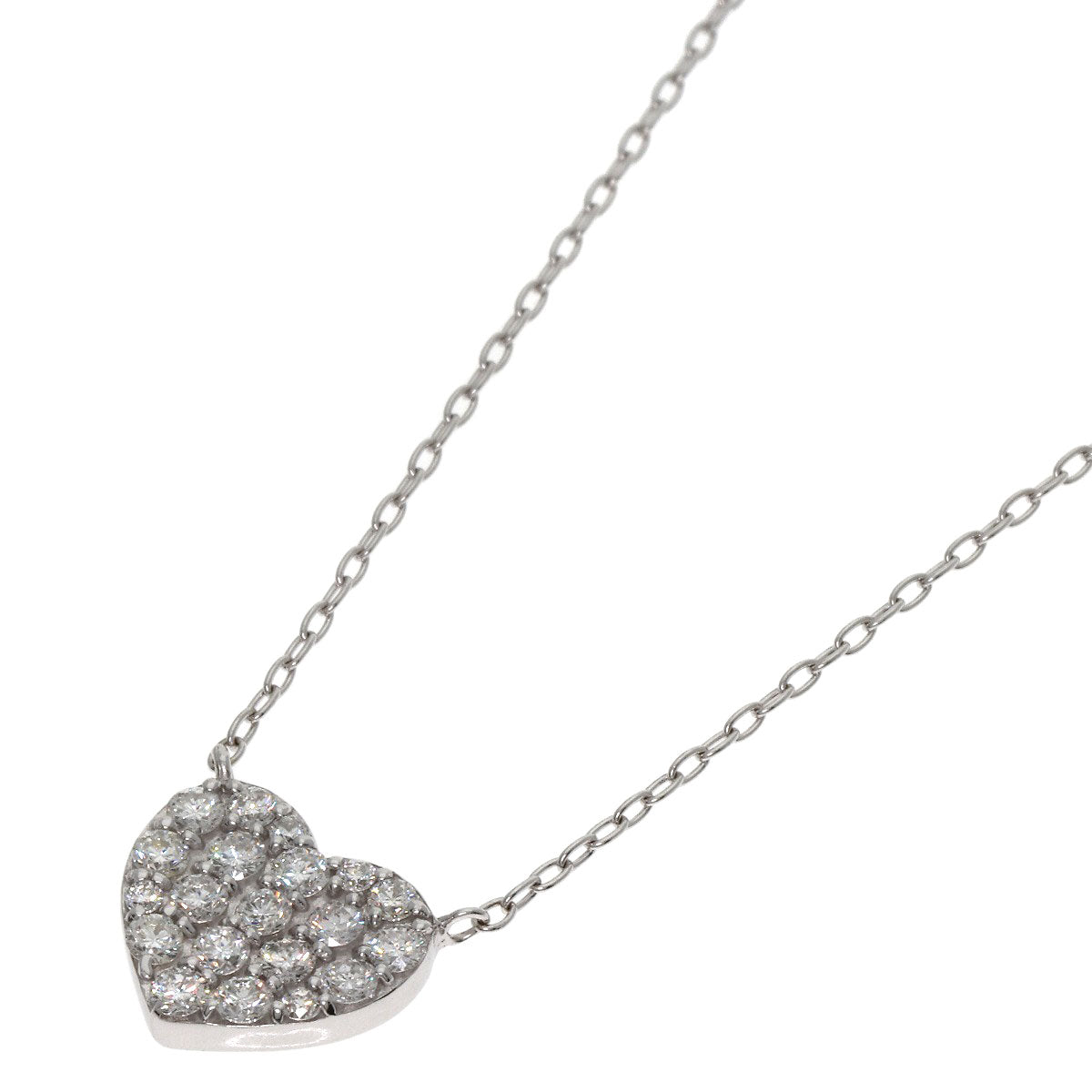 0.5ct Diamond heart motif Necklace K18 White Gold 2.9g　Ladies
