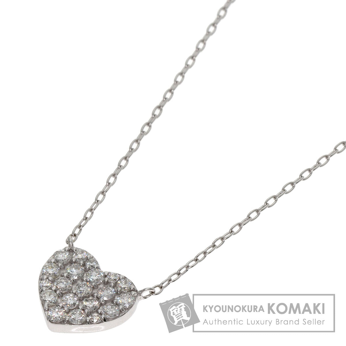 0.5ct Diamond heart motif Necklace K18 White Gold 2.9g　Ladies