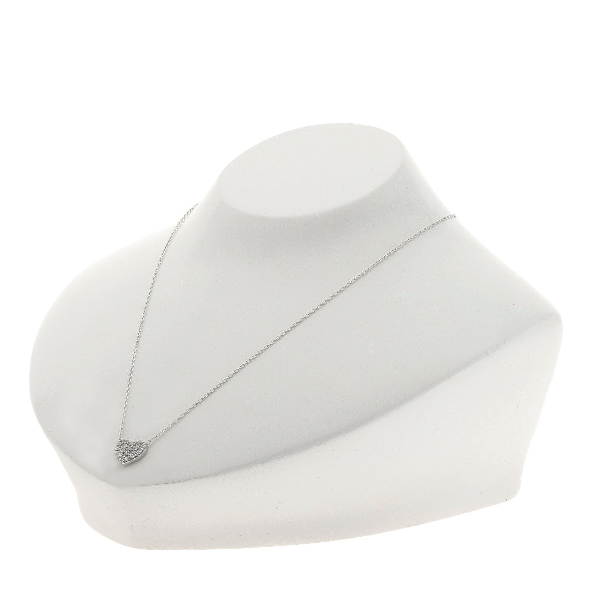 0.5ct Diamond heart motif Necklace K18 White Gold 2.9g　Ladies