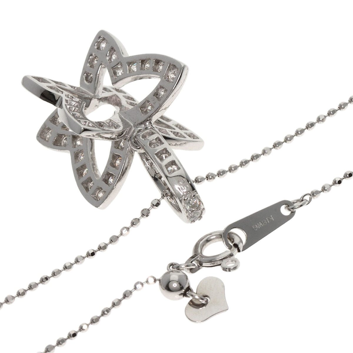 1ct Diamond Necklace K18 White Gold  5.5g�@Ladies