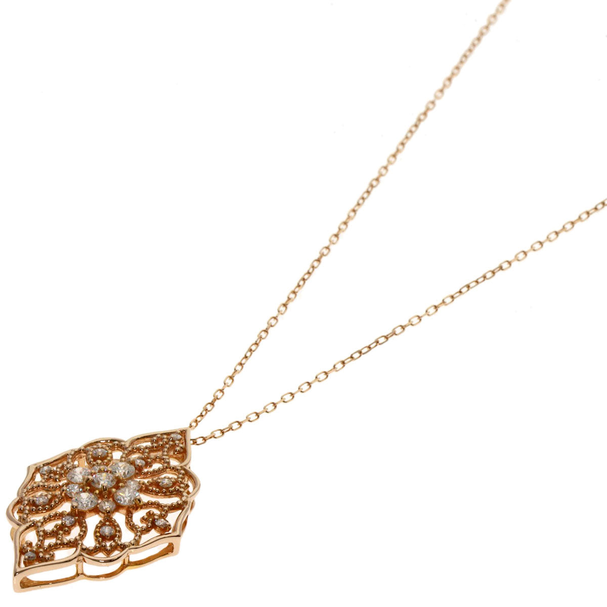 0.5ct Diamond Necklace K18 Pink Gold  3.9g�@Ladies