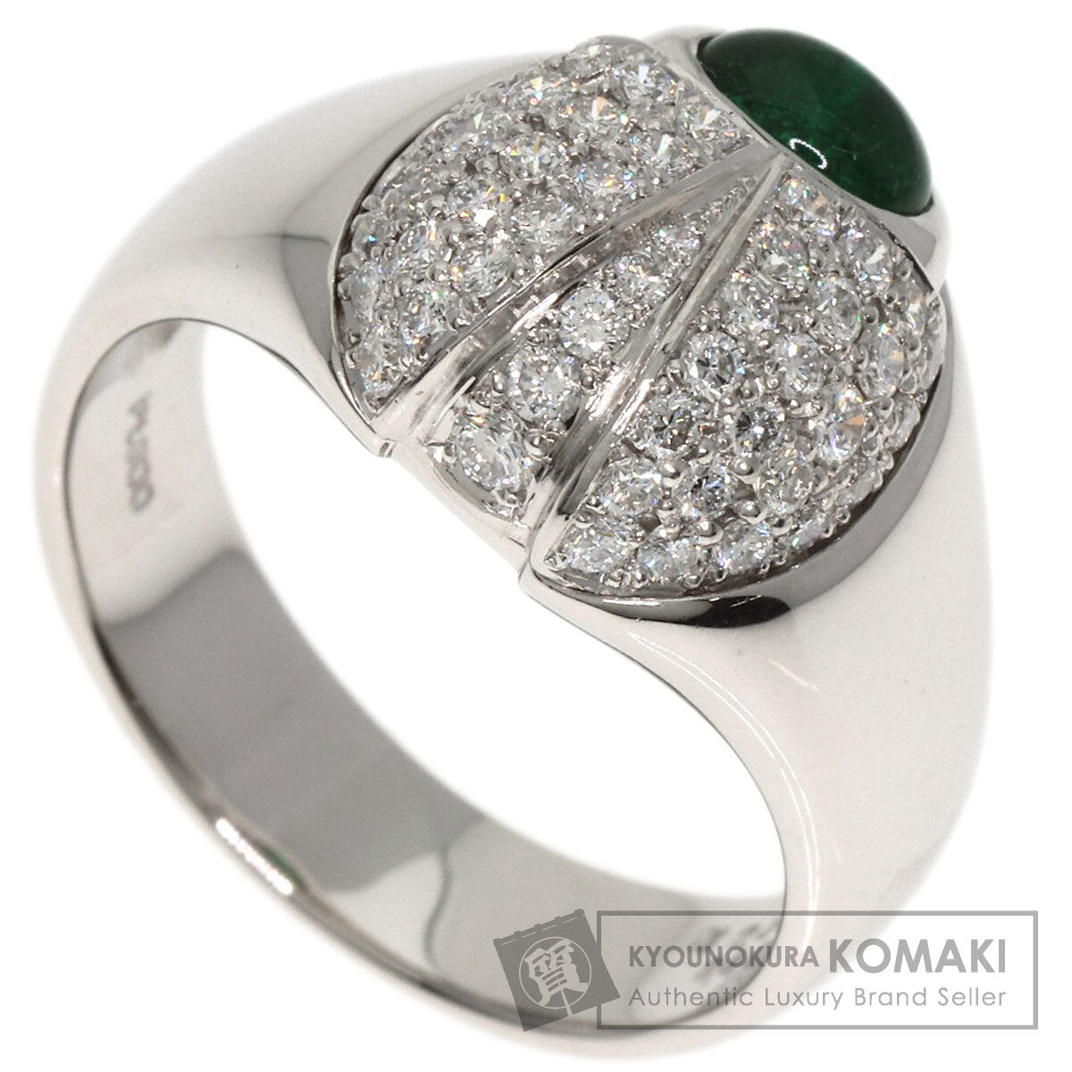 0.51ct Emerald Diamond Ladybug Ring Platinum PT900 13.1g　Ladies