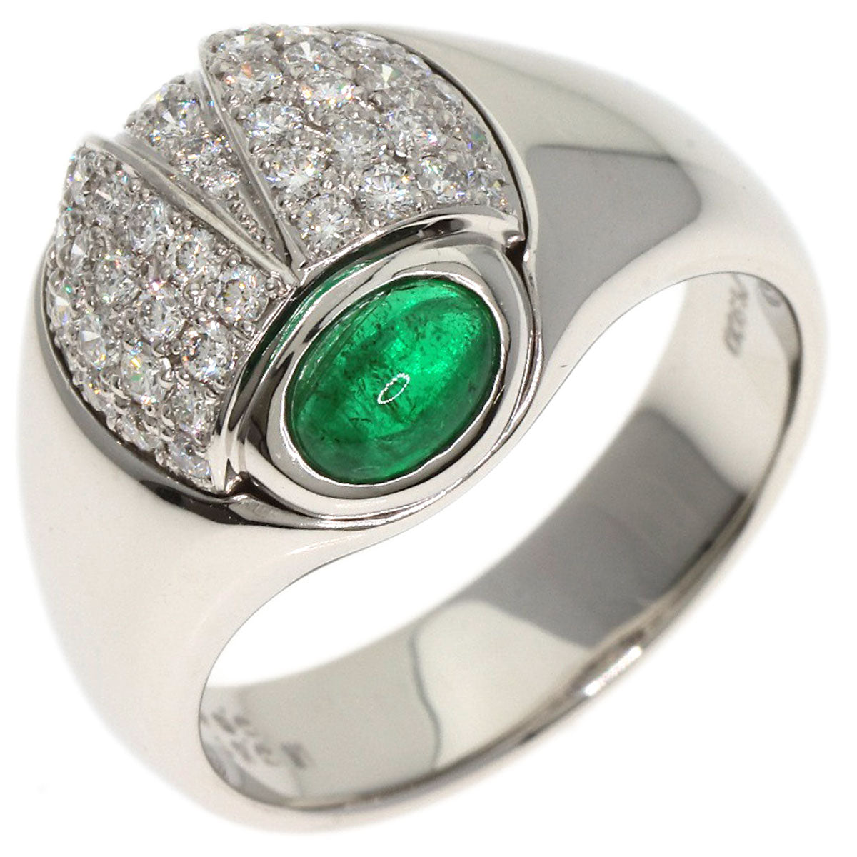 0.51ct Emerald Diamond Ladybug Ring Platinum PT900 13.1g　Ladies