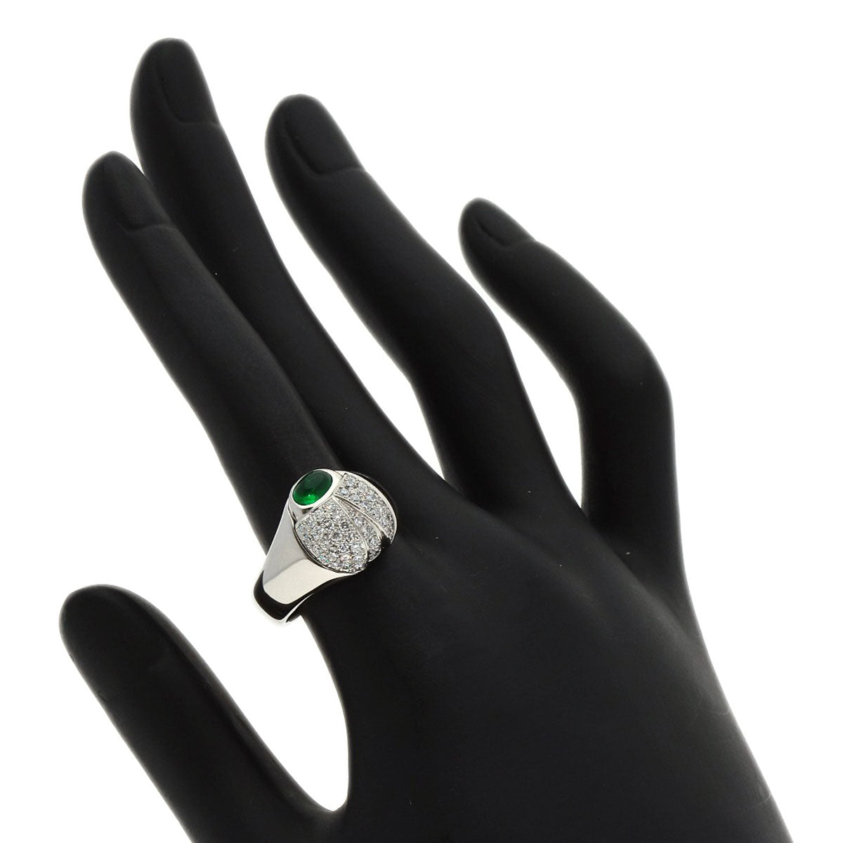 0.51ct Emerald Diamond Ladybug Ring Platinum PT900 13.1g　Ladies