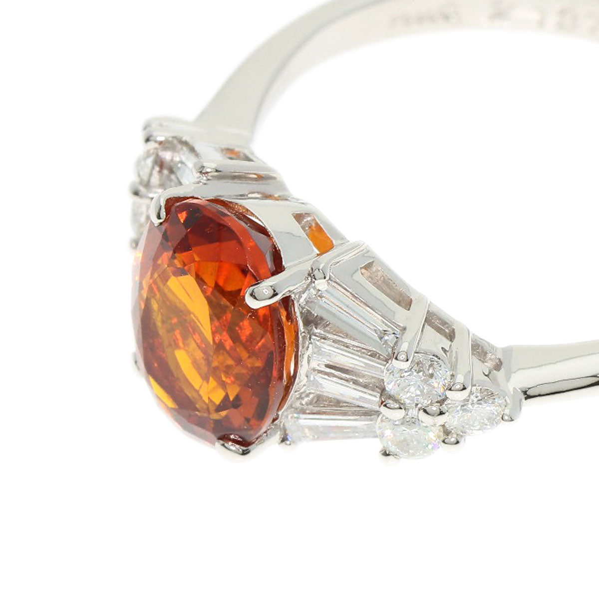 2.137ct Citrin Diamond Ring Platinum PT900 5.4g　Ladies