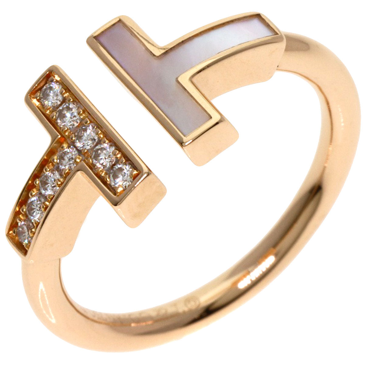 TIFFANY&Co. Twire Diamond Mother of Pearl Ring K18 Pink Gold Ladies [Used]