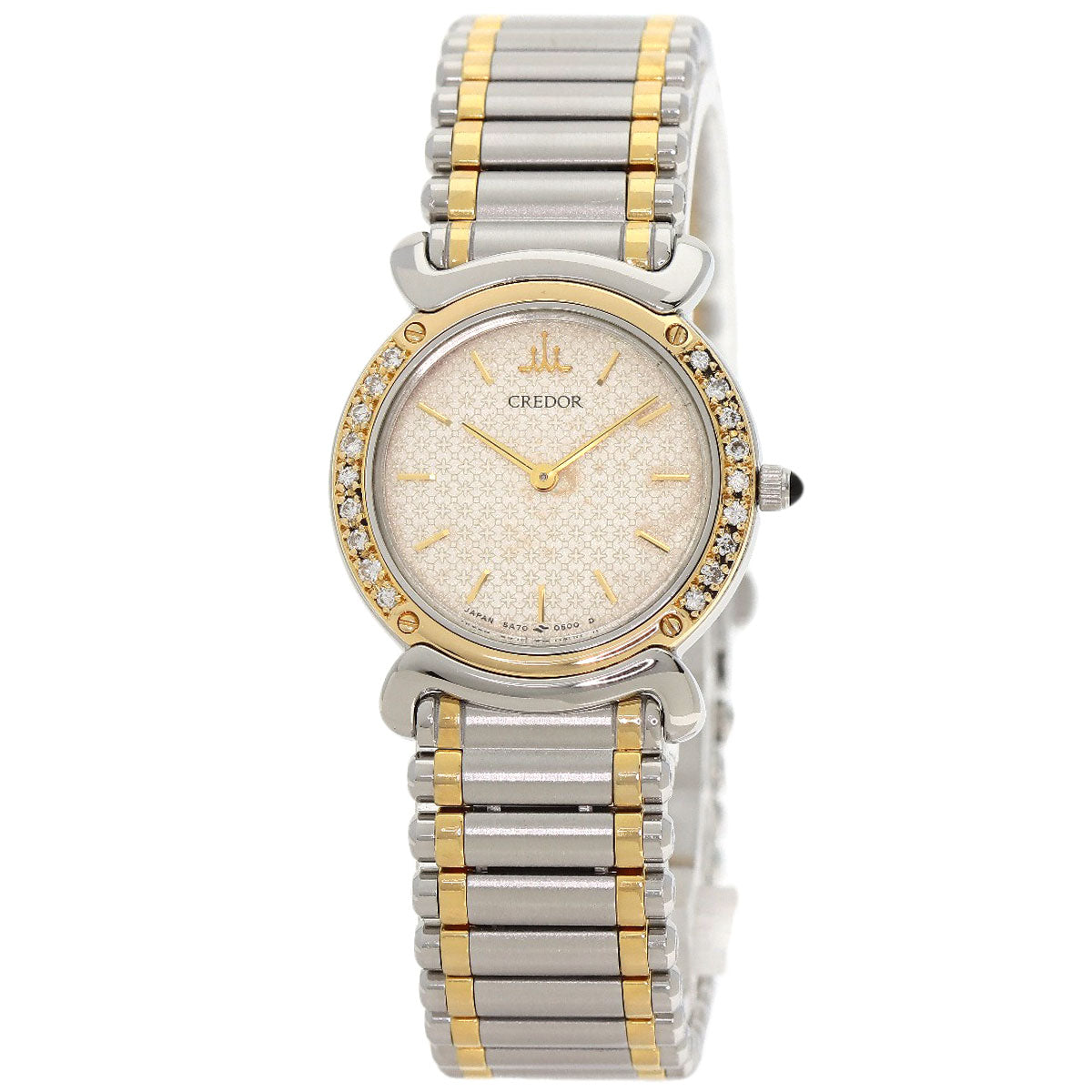 SEIKO CREDOR Bezel Diamond Watches 5A70-0210 Stainless Steel/SSxK18YG Ladies
