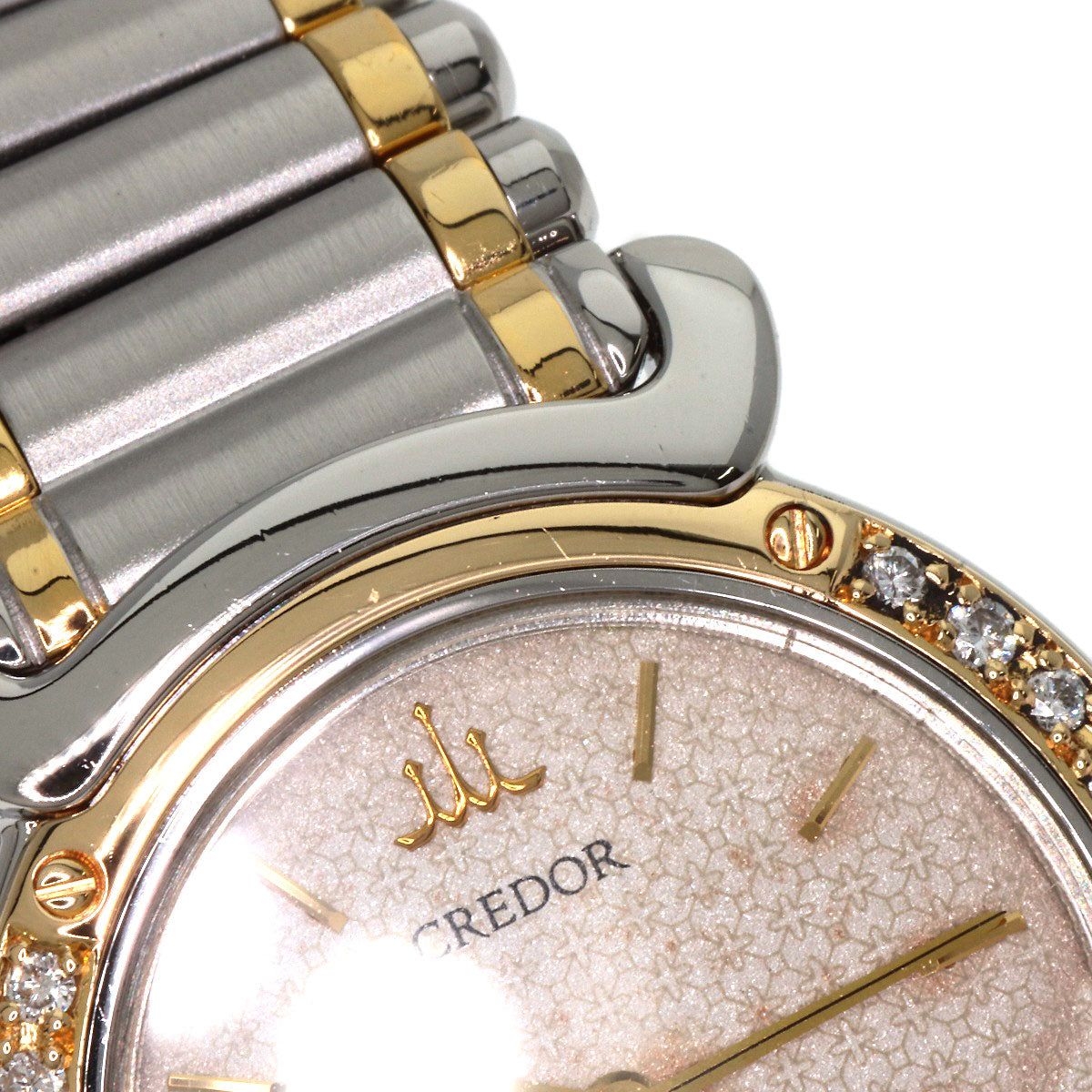 SEIKO CREDOR Bezel Diamond Watches 5A70-0210 Stainless Steel/SSxK18YG Ladies