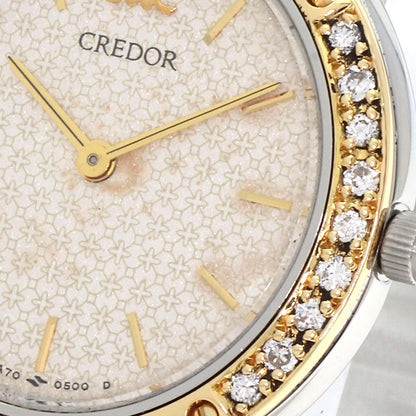 SEIKO CREDOR Bezel Diamond Watches 5A70-0210 Stainless Steel/SSxK18YG Ladies