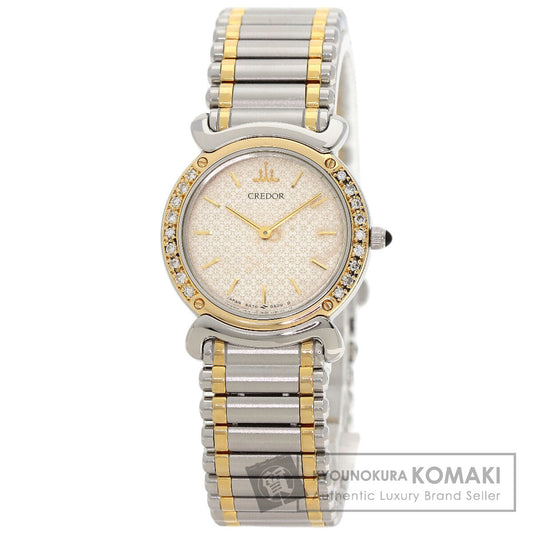 SEIKO CREDOR Bezel Diamond Watches 5A70-0210 Stainless Steel/SSxK18YG Ladies