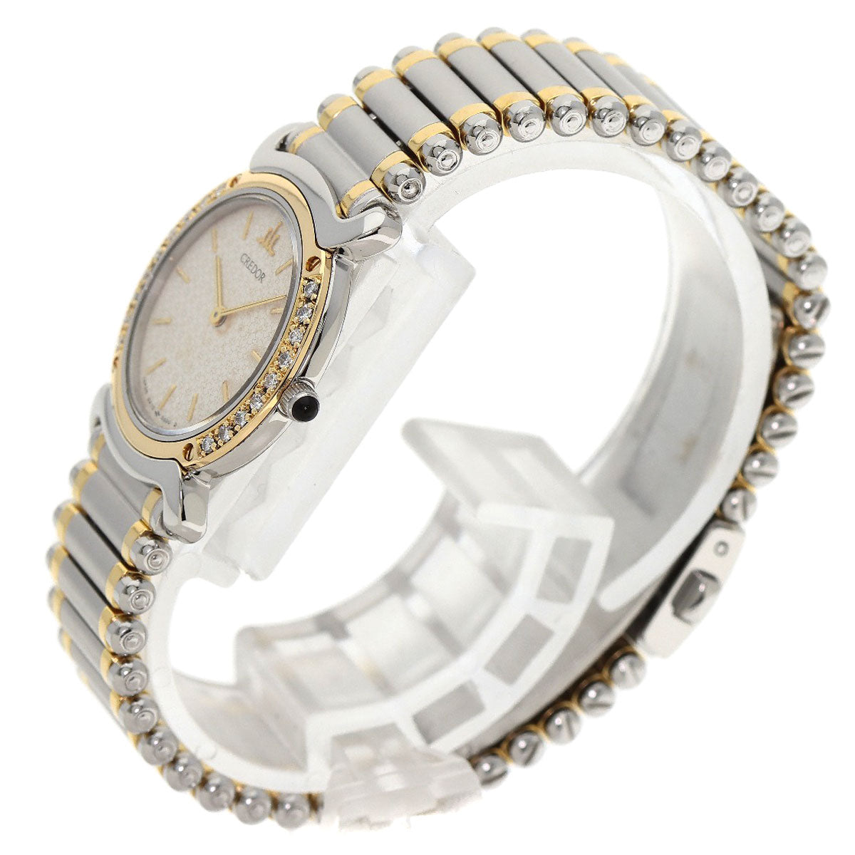 SEIKO CREDOR Bezel Diamond Watches 5A70-0210 Stainless Steel/SSxK18YG Ladies