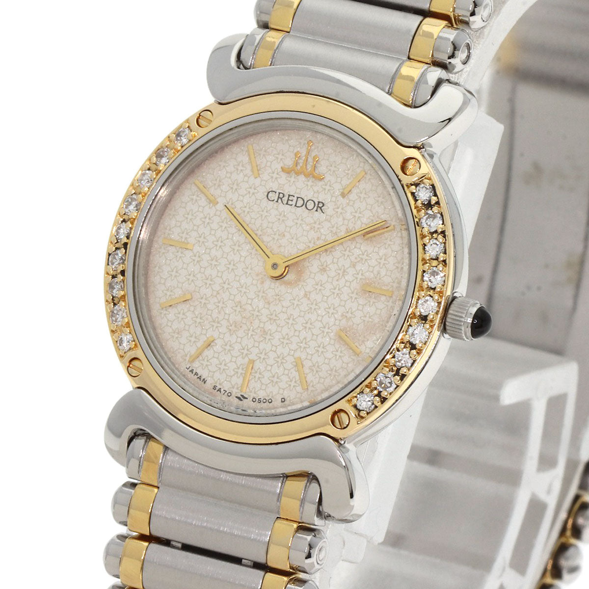 SEIKO CREDOR Bezel Diamond Watches 5A70-0210 Stainless Steel/SSxK18YG Ladies