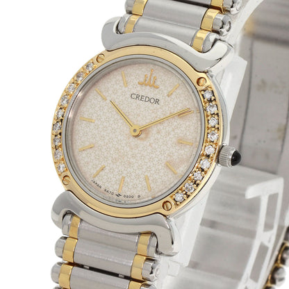 SEIKO CREDOR Bezel Diamond Watches 5A70-0210 Stainless Steel/SSxK18YG Ladies