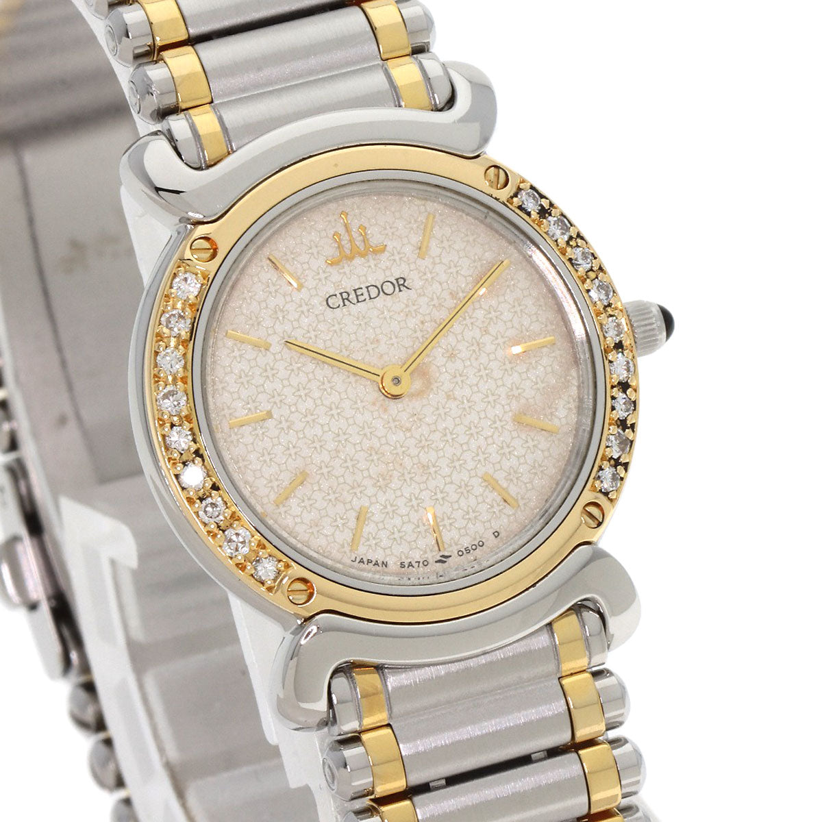 SEIKO CREDOR Bezel Diamond Watches 5A70-0210 Stainless Steel/SSxK18YG Ladies