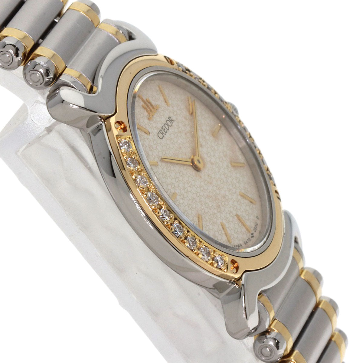 SEIKO CREDOR Bezel Diamond Watches 5A70-0210 Stainless Steel/SSxK18YG Ladies