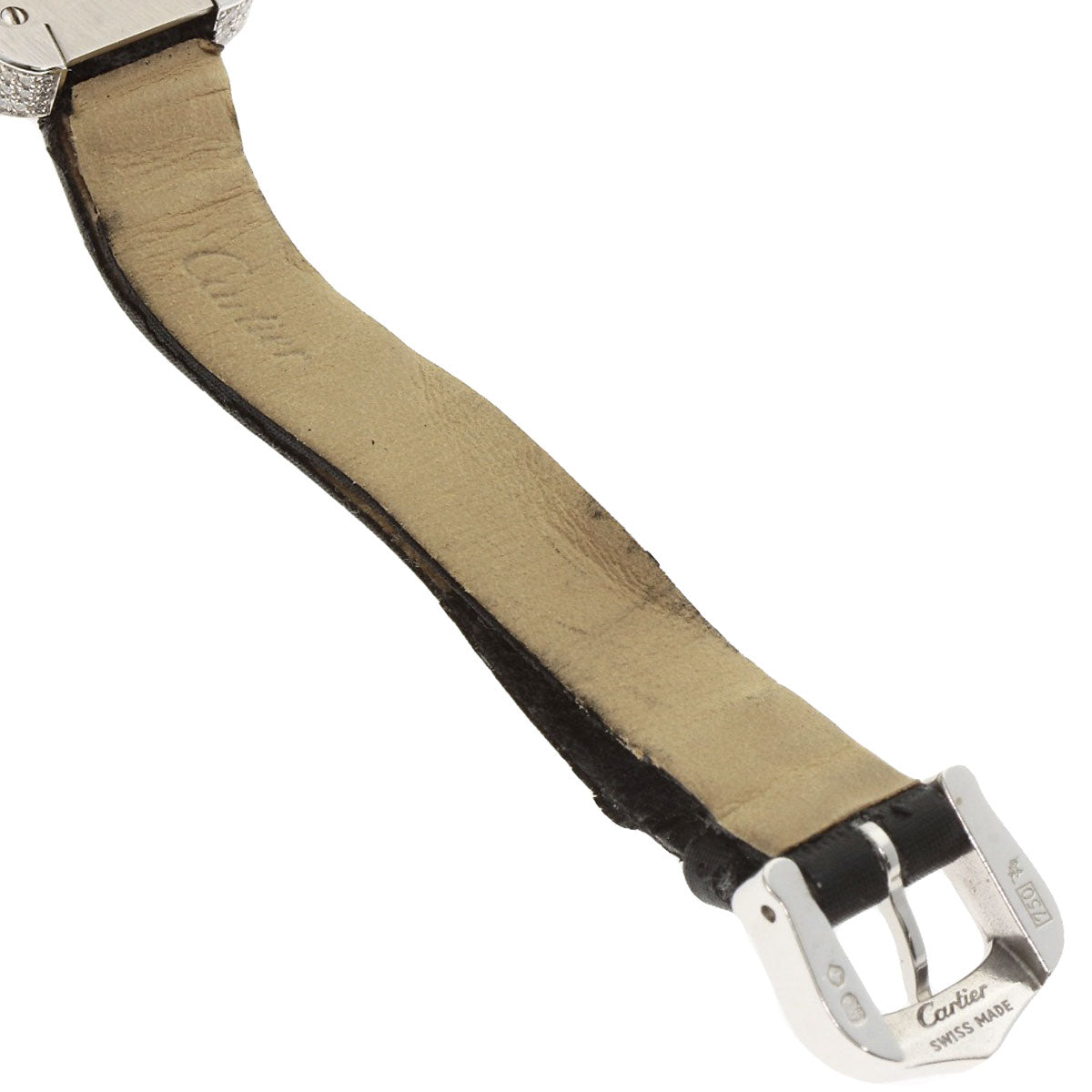 CARTIER Tank S Diamond Watches WJ300950 K18 White Gold/Leather x Satin Ladies