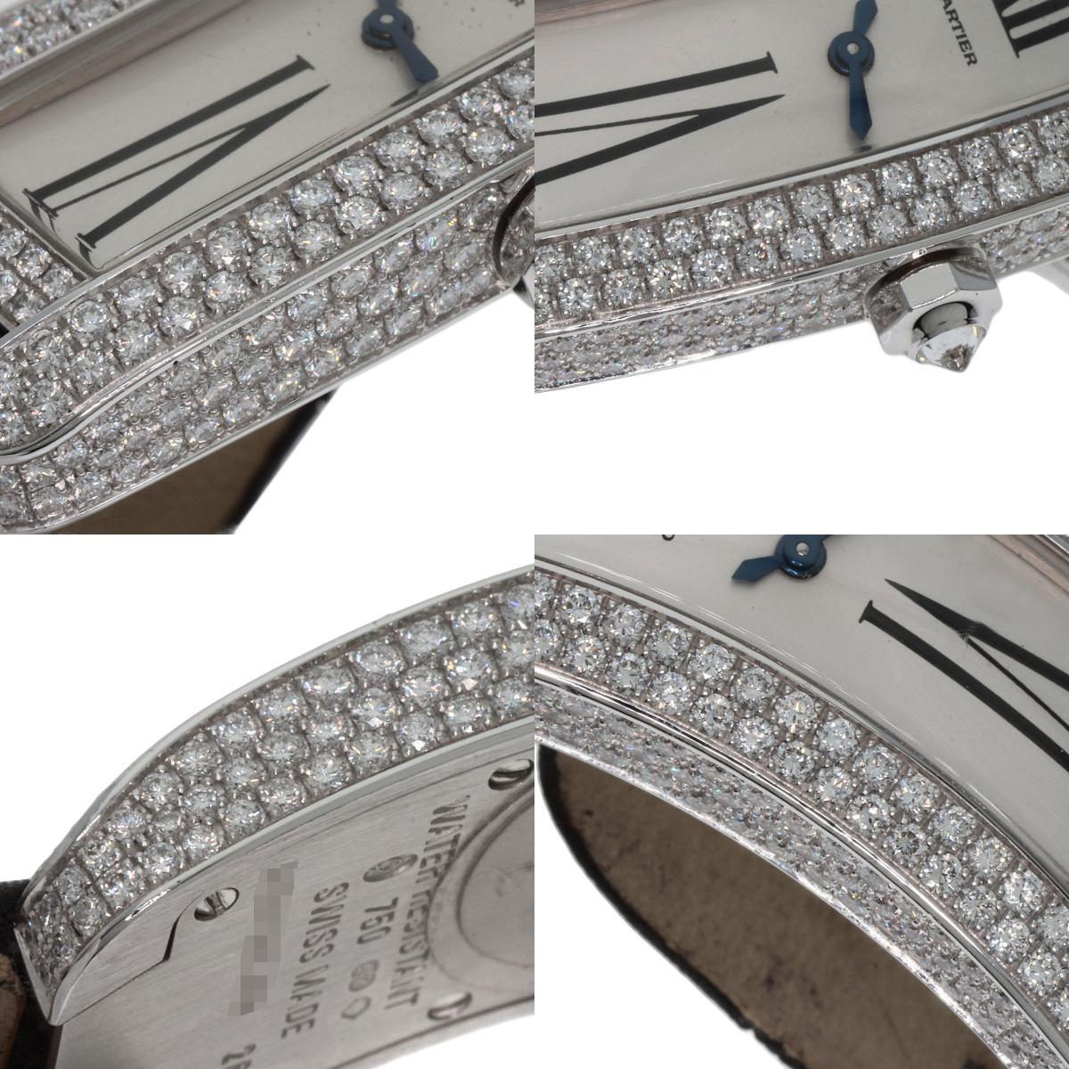 CARTIER Tank S Diamond Watches WJ300950 K18 White Gold/Leather x Satin Ladies