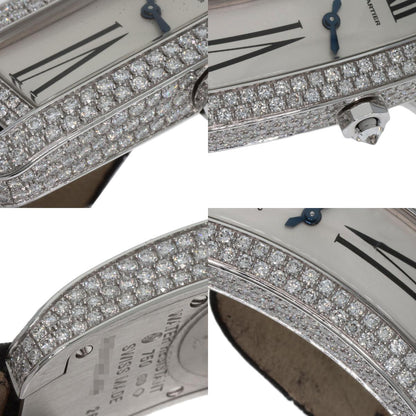 CARTIER Tank S Diamond Watches WJ300950 K18 White Gold/Leather x Satin Ladies