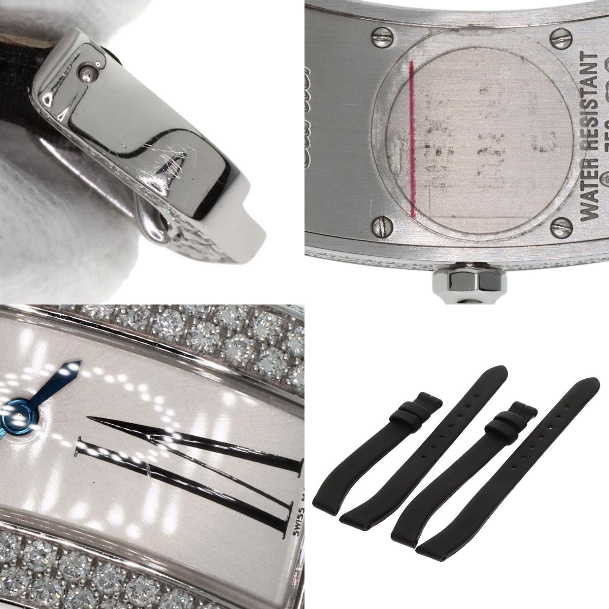 CARTIER Tank S Diamond Watches WJ300950 K18 White Gold/Leather x Satin Ladies