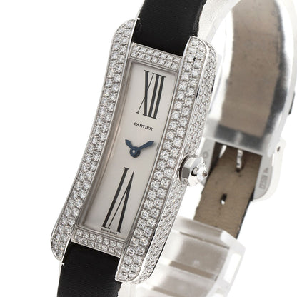 CARTIER Tank S Diamond Watches WJ300950 K18 White Gold/Leather x Satin Ladies