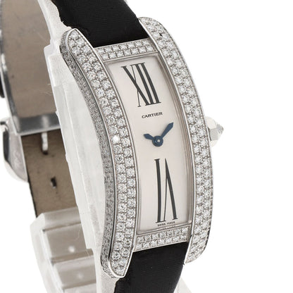 CARTIER Tank S Diamond Watches WJ300950 K18 White Gold/Leather x Satin Ladies