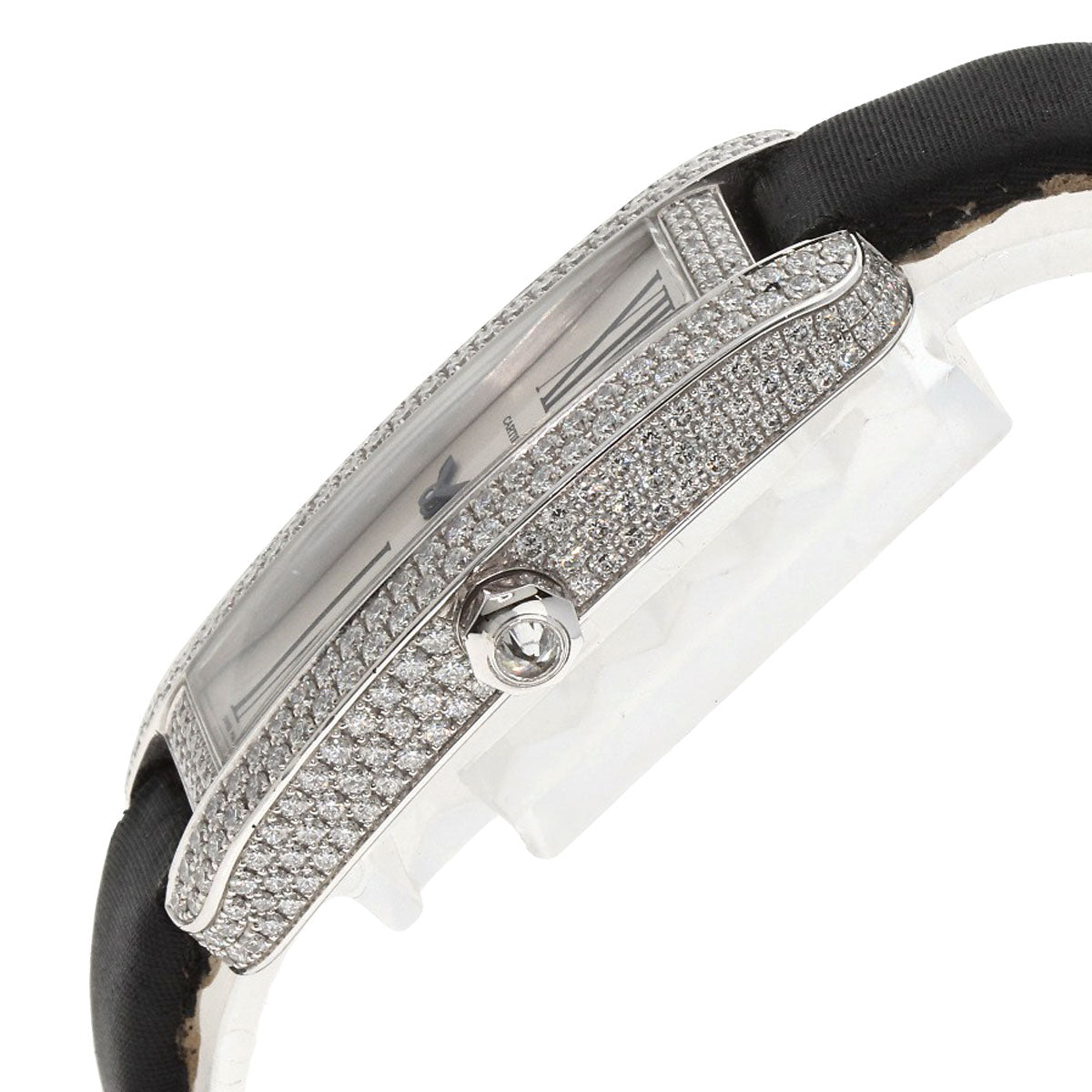 CARTIER Tank S Diamond Watches WJ300950 K18 White Gold/Leather x Satin Ladies