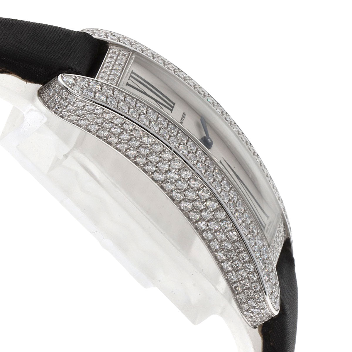 CARTIER Tank S Diamond Watches WJ300950 K18 White Gold/Leather x Satin Ladies