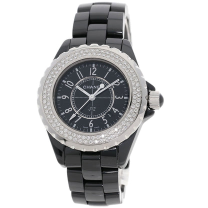 CHANEL J12 1.3" Diamond Double Bezel Watches H0949 Ceramic/Ceramic Ladies