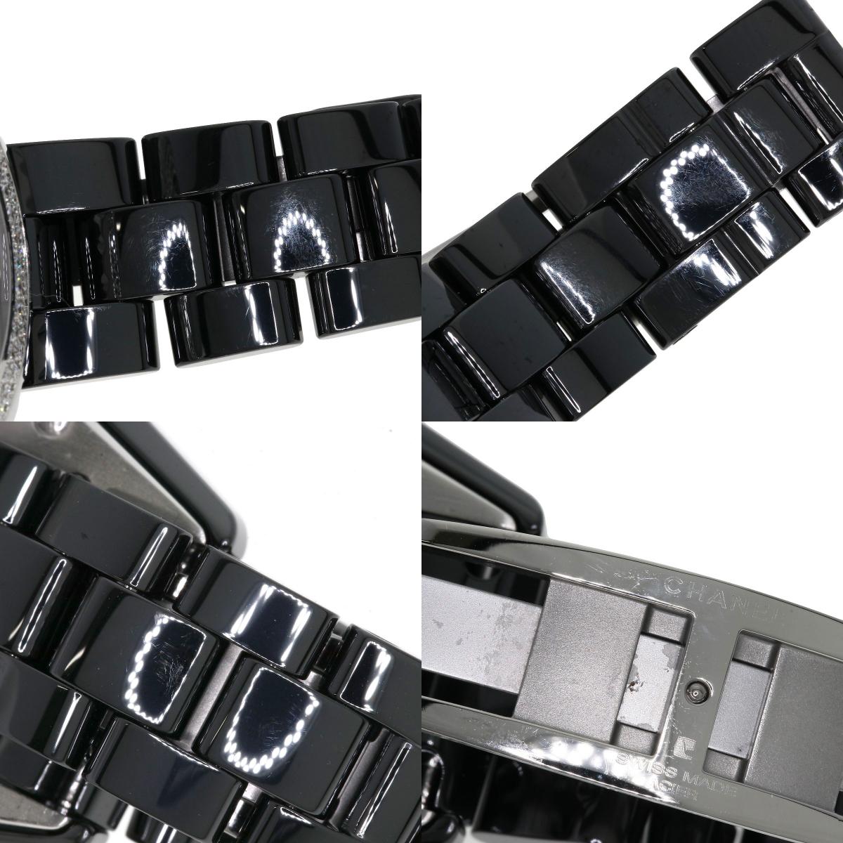 CHANEL J12 1.3" Diamond Double Bezel Watches H0949 Ceramic/Ceramic Ladies