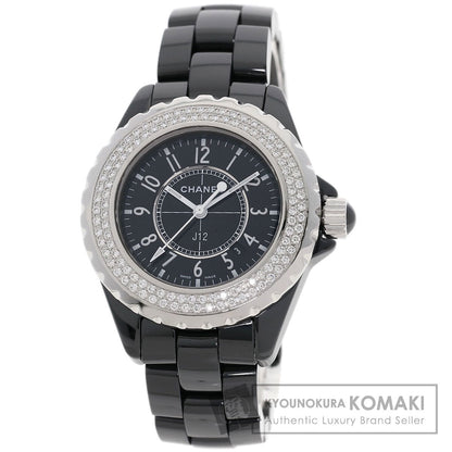 CHANEL J12 1.3" Diamond Double Bezel Watches H0949 Ceramic/Ceramic Ladies